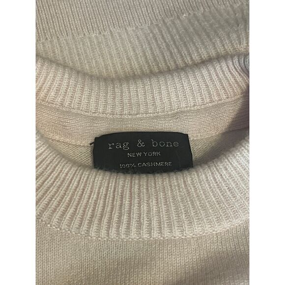Rag & Bone Sweater Womens Small Cashmere Crew Neck Baby Pink Ribbed Fitted S - Picture 6 of 6